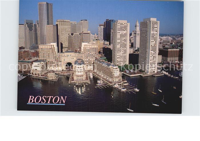 Boston Massachusetts Harbor Skyline aerial view