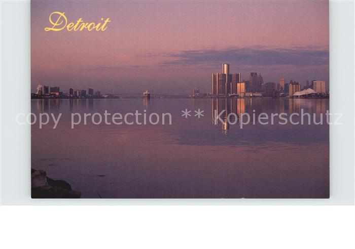 Detroit Michigan Skyline from across the Detroit River