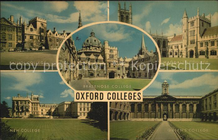 Oxford Oxfordshire Balliol- New- Queens- Magdalen- Brasenose College