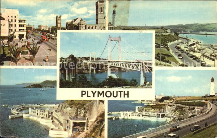 Plymouth  UK South West Royal Parade Guildhall Lido Pool Tamar Bridge Smeaton's