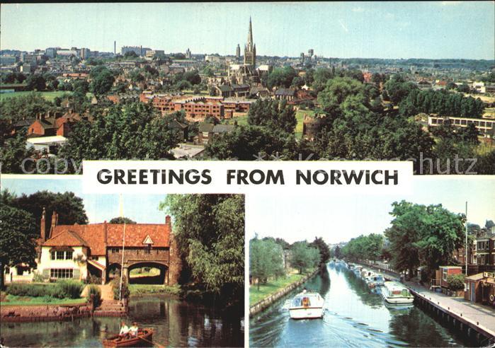Norwich UK Gesamtansicht Kanal Altes Seehaus