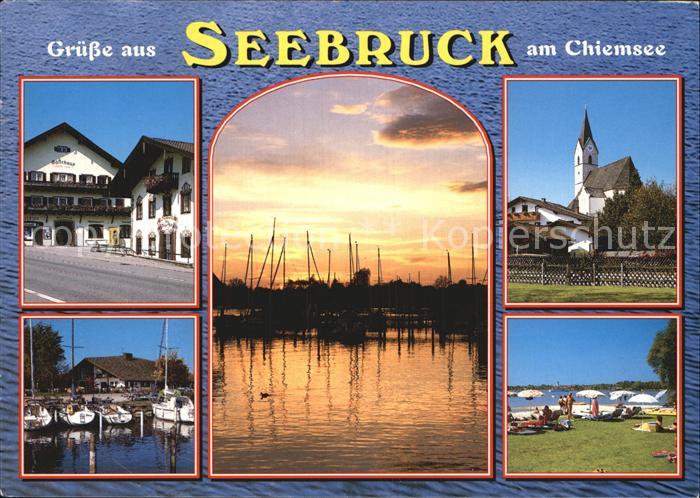 Seebruck Chiemsee Hafen Kirche Badestrand