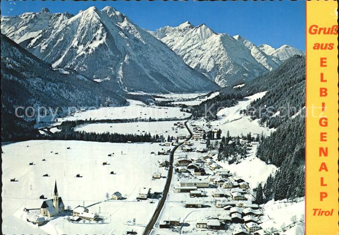 Elbigenalp Wintersportplatz Alpenpanorama Fliegeraufnahme