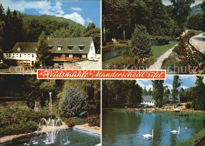 Manderscheid Eifel Hotel Cafe Restaurant Heidsmuehle Park Schwanenteich