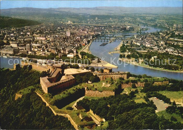 Koblenz Rhein Festung Ehrenbreitstein Deutsches Eck Mosel Fliegeraufnahme