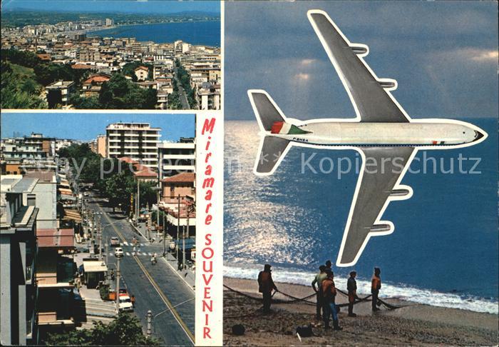 Miramare di Rimini  Panorama Strand Passagierflugzeug