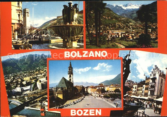 Bolzano Teilansichten Brunnen Kirche Alpen