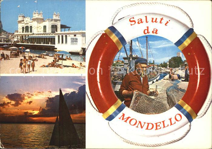 Mondello Hafen Fischer Strand Segelboot Abendstimmung