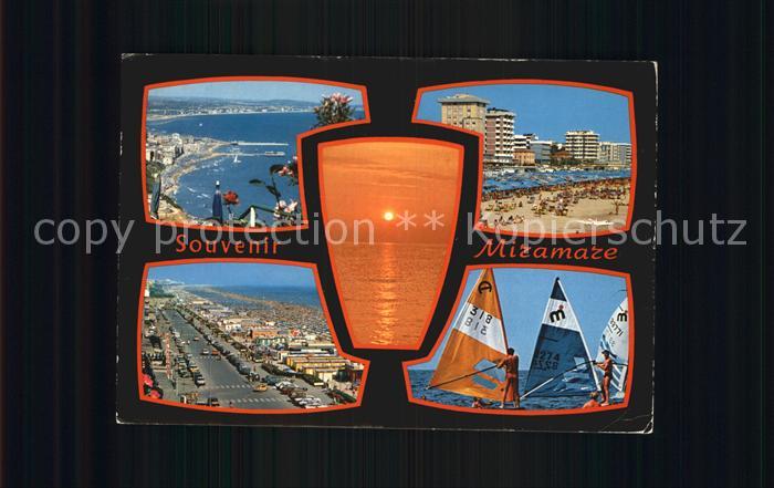 Miramare di Rimini  Panorama Strand Hotels Windsurfen Promenade Sonnenuntergang