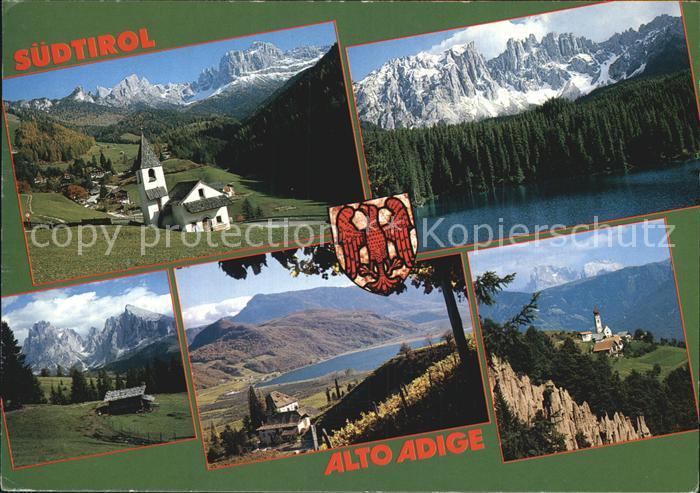 St Zyprian Panorama mit Rosengarten Dolomiten Karersee Latemar Langkofelgruppe E