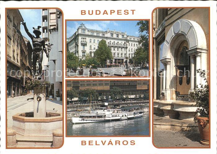 Budapest Belvaros Brunnen Platz Donau Dampfer