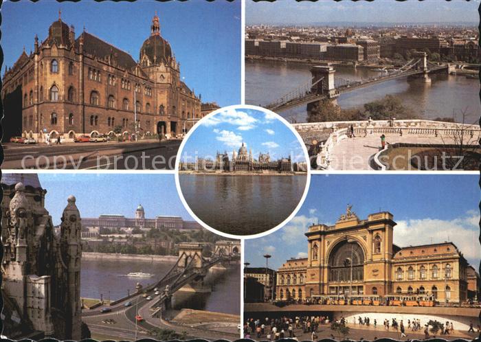 Budapest Teilansichten Kettenbruecke Donau Palast