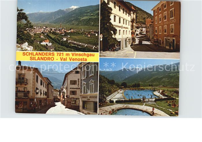 Schlanders Suedtirol Panorama Vinschgau Strassenpartien Freibad Alpen