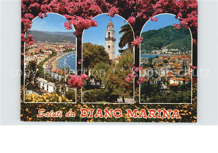 Diano Marina Teilansichten Kirche Strand Blumen