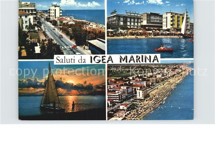 Igea Marina Uferstrasse Strand Hotels Segeln Sonnenuntergang am Meer