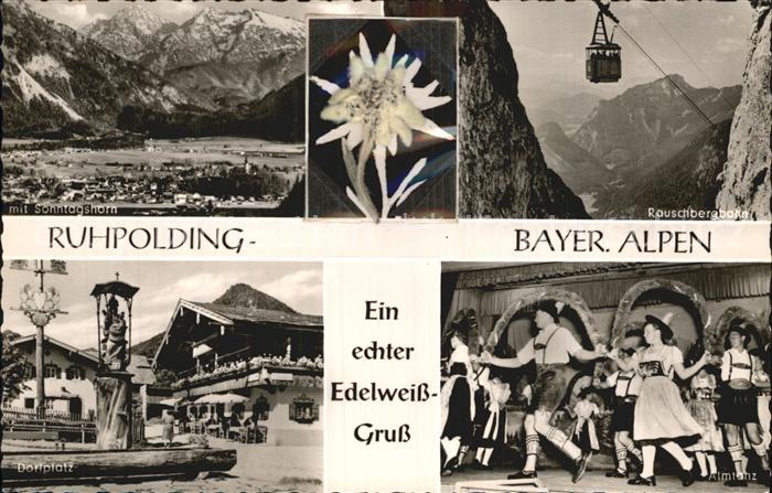 Ruhpolding Bayern Sonntagshorn Rauschbergbahn Dorfplatz Almtanz