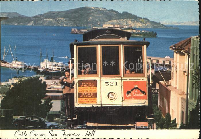 San Francisco California Cable Car Hill Hyde Street Alcatraz