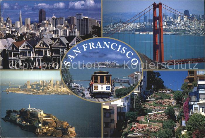 San Francisco California Lombard-Street Alcatraz Golden-Gate-Bridge Cable-Car