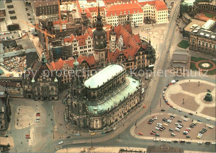 DRESDEN Elbe Fliegeraufnahme Hofkirche und Schloss