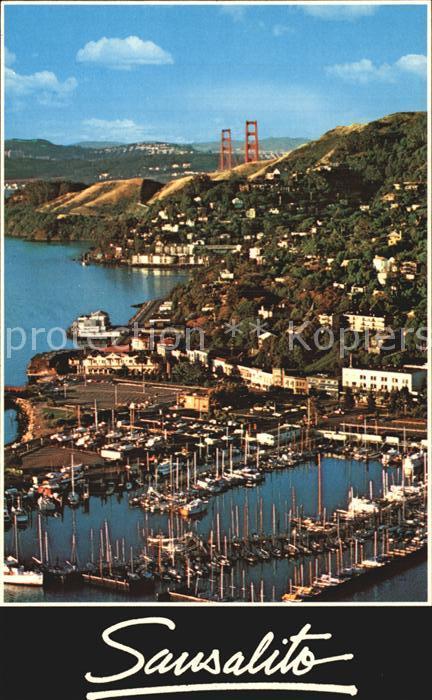 Sausalito Fliegeraufnahme Hafen und Bridge