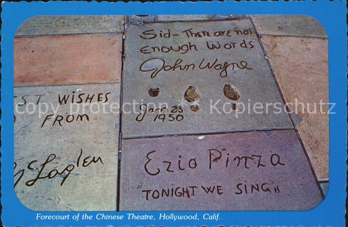 Hollywood California Forecourt of Chinese Theatre Footprints of Stars John Wayne
