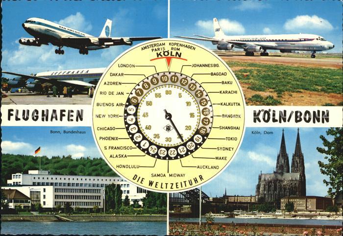Flughafen Airport Aeroporto Koeln-Bonn Weltzeituhr Bundeshaus Koelner Dom