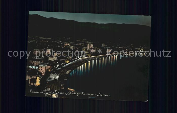 Diano Marina Seepromenade bei Nacht Fliegeraufnahme