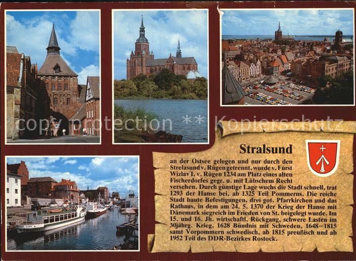 Stralsund Mecklenburg Vorpommern Kuetertor Marienkirche Markt Hafen