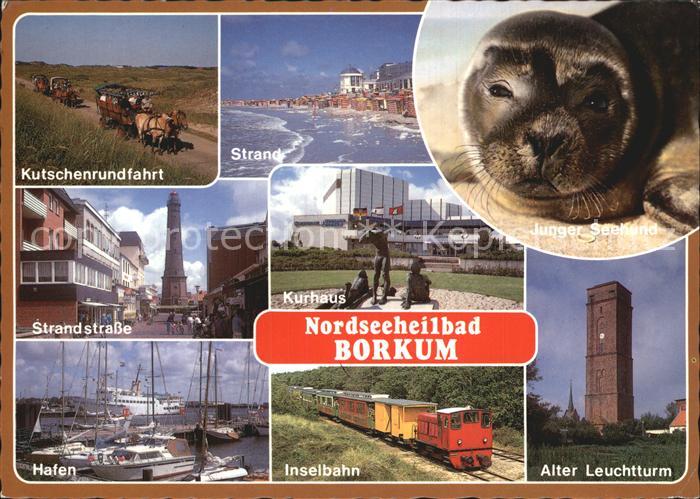 BORKUM Nordseebad Niedersachsen Leuchtturm Strandstrasse Hafen Inselbahn Strand