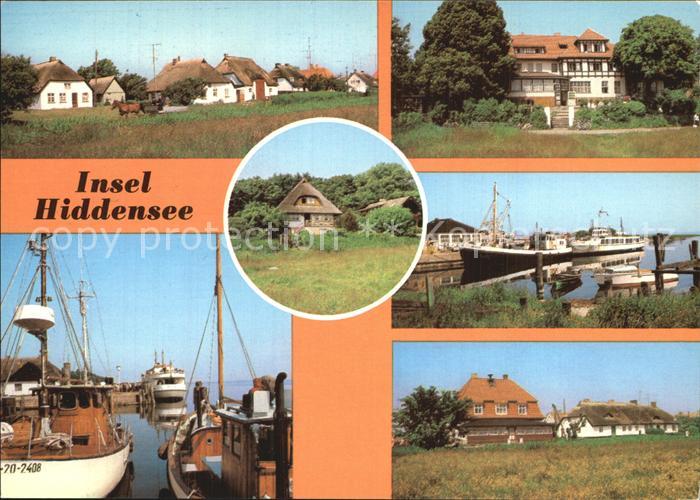 Kloster Hiddensee Hafen Fischerhaeuser Restaurant Dornbusch und Norderende Vitte