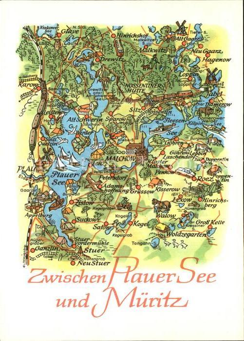 Plau See Landkarte Plauer See und Mueritz