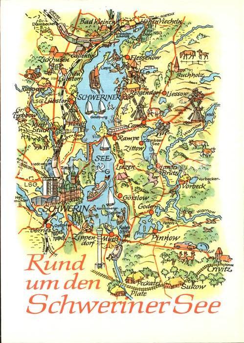 Schwerin Mecklenburg Rund um den Schweriner See Landkarte