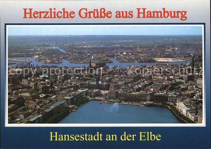 HAMBURG CITY Fliegeraufnahme Alster Elbe