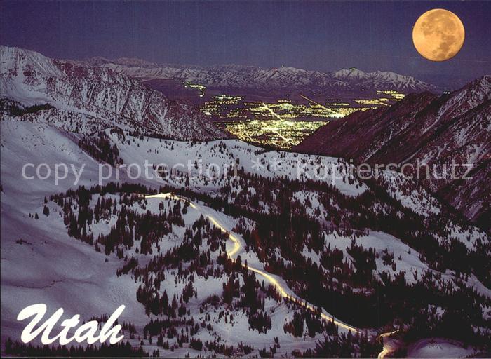 Utah US-State Winter Wonderland with Moon