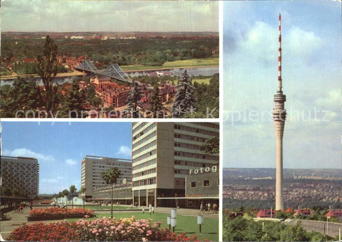 DRESDEN Elbe Panorama Prager Strasse Fernsehturm