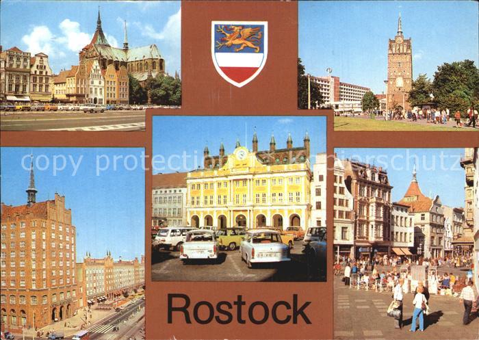 ROSTOCK CITY Thaelmann Platz Kroepeliner Tor Lange Str Rathaus Kroepeliner Str