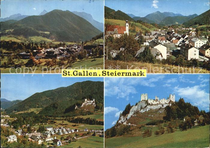 St Gallen Steiermark mit Gesaeuseberge Panorama Ruine Gallenstein