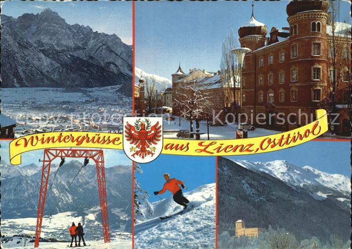 Lienz Tirol Spitzkofel Hauptplatz mit Liebburg Lift am Zettersfeld Pulverschnee