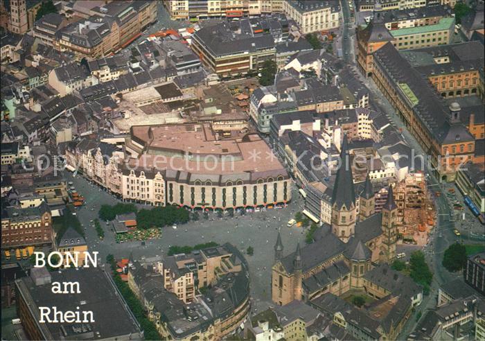 Bonn Rhein mit Muensterkirche Fliegeraufnahme