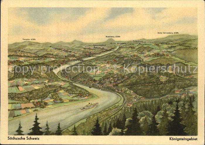 Koenigstein Saechsische Schweiz Panoramakarte