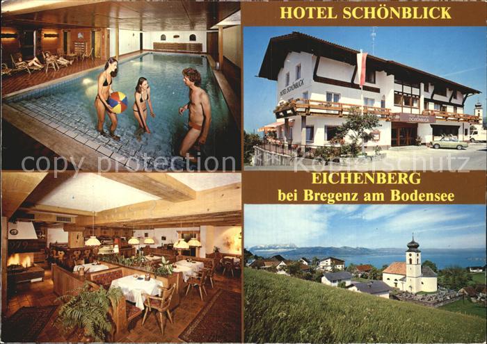 Eichenberg Vorarlberg Hotel Schoenblick Hallenbad Gastraum Kirche Bodensee