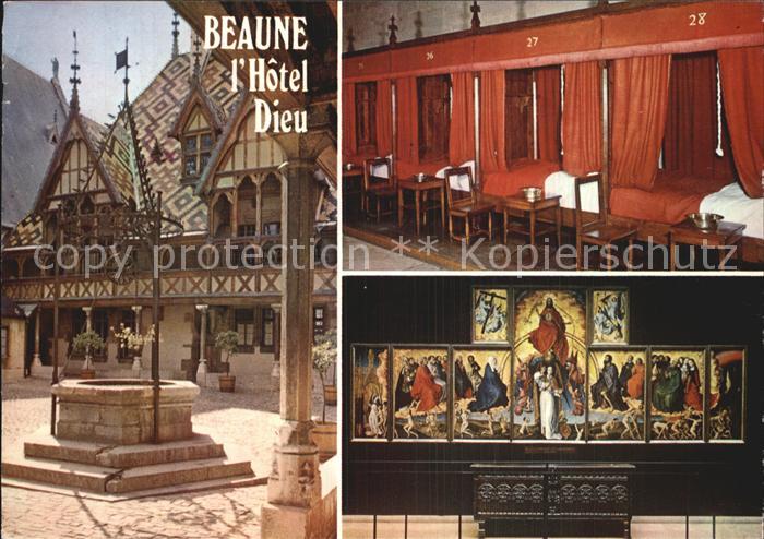 Beaune Cote d Or Burgund Hotel Dieu Le puits dans la cour d Honneur Les lits dan