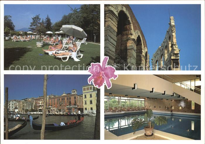 Montegrotto Terme Hotel Cristallo Liegewiese Gondelteich Hallenbad