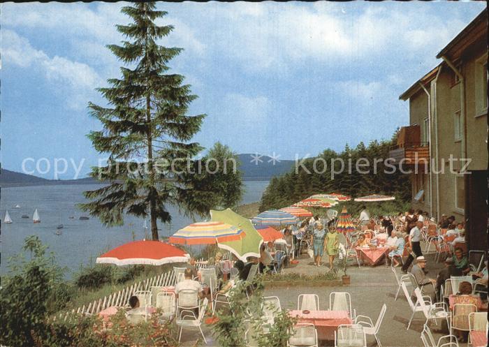 Langelsheim Hotel Berghof Terrasse mit Innerstetalsperre