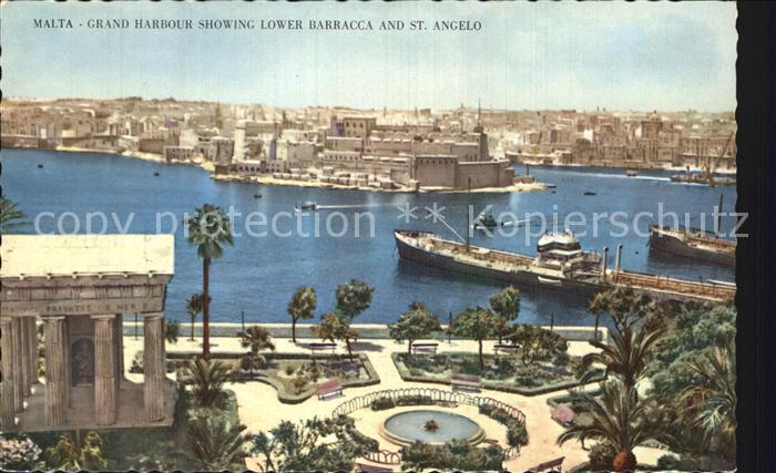 Malta Grand Harbour showing Lower Barracca and St Angelo