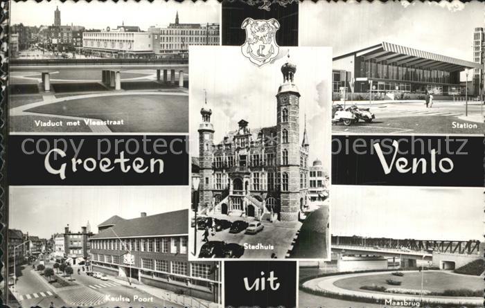 Venlo Viaduct met Vleestraat Station Keulsa Poort Stadhuis Maasbrug