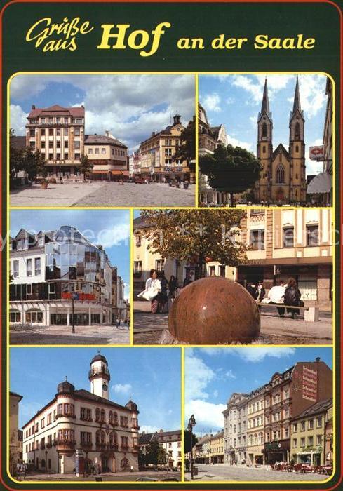Hof Saale Marktplatz Kirche Brunnen Rathaus