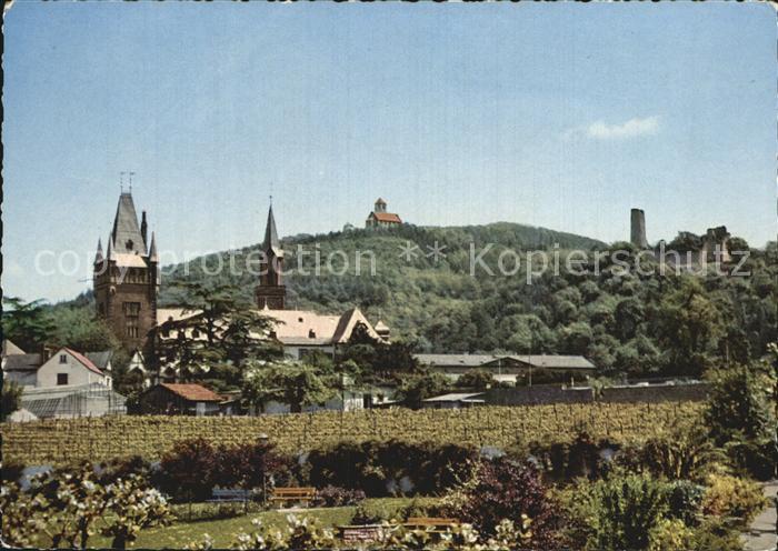 Weinheim Bergstrasse Rosengarten Wachenburg und Windeck