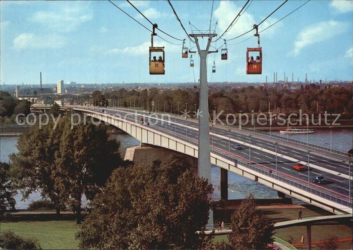Koeln Rhein Zoobruecke mit Rheinseilbahn