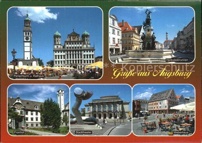 Augsburg Perlachturm Rathaus Herkulesbrunnen Fronhof Stadttheater Weberhaus